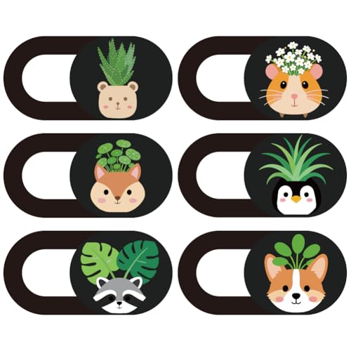 6Pcs 6 Styles Plant Camera Cover Slide Cute Animals Privacy Guard Accessories, Phone Front Camera Blocker 0.04 Inch Ultra Thin for Laptop Desktop Computer Tablet Notebook Mini PC Office Use - color: Plant