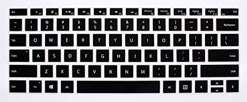 HRH English Silicone Keyboard Cover Skin for Microsoft Surface Pro | With Surface Pro 4, Pro 5 2017, Pro 6 2018, Pro 7 2019,12.3-inch Surface Pro 6,Dustproof,Soft-Touch,Ultra Thin,Black - color: Black