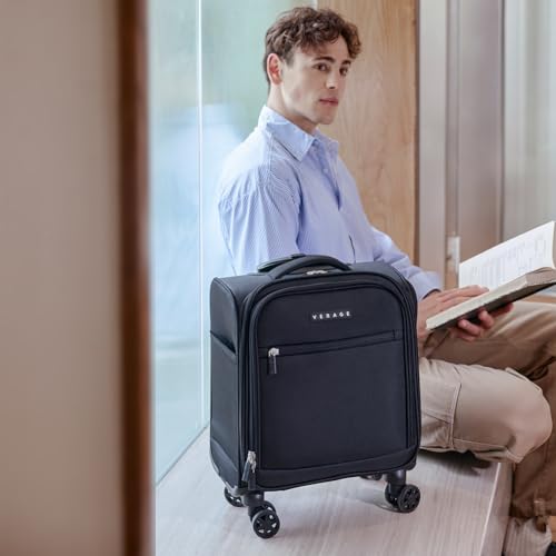 Verage Underseat Carry On Luggage with Wheels, 14.5-Inch Spinner Small Suitcase, Softside Lightweight Travel Bag for Men and Women, Airplane Carry On Bag, Black - color: Black, size: Basic Underseat