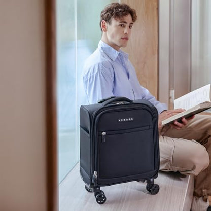 Verage Underseat Carry On Luggage with Wheels, 14.5-Inch Spinner Small Suitcase, Softside Lightweight Travel Bag for Men and Women, Airplane Carry On Bag, Black - color: Black, size: Basic Underseat