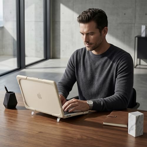 Batianda Heavy Duty Case for MacBook Neo 13 Inch 2026, Rock Gray | Fits Model A3404 A18 Pro Chip, Ergonomic Foldable Stand Holds 22lbs, TPU Bumper, Matte Translucent Shockproof Hard Shell - color: Rock Gray