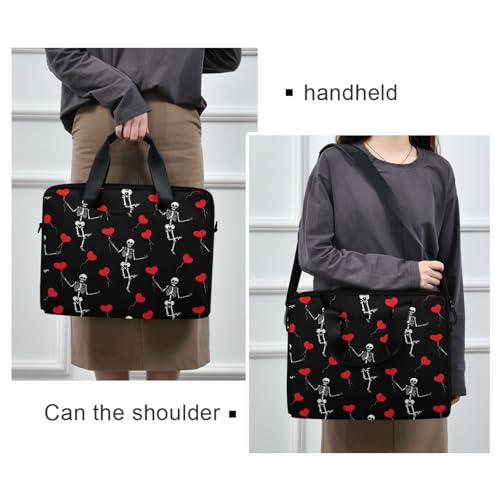 Romantic Skull Gothic Halloween Skeleton Laptop Bag Case 13 14 15.6 inch Laptop Messenger Bag Crossbody Briefcase for Men Women with Shoulder Strap Handle