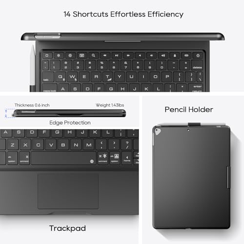 Keyboard Case for iPad 10.2-inch (9th 8th 7th), Air 3rd Generation Black | Pekarejue 360 Swivel Rotatable Cover, Pencil Holder, Trackpad, Backlit Keys, , Fits iPad 10.2"(9th/8th/7th) & Air 3rd Gen - color: Black, size: iPad 10.2"(9th-7th)& Air 3rd 10.5“