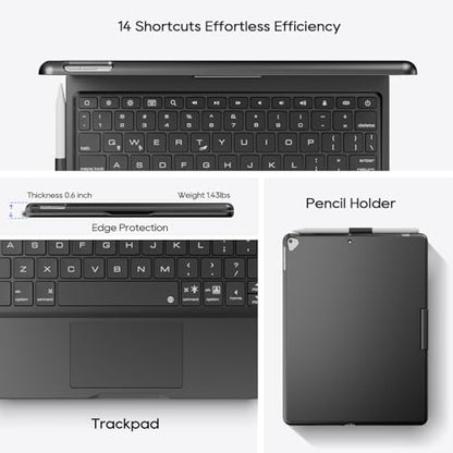 Keyboard Case for iPad 10.2-inch (9th 8th 7th), Air 3rd Generation Black | Pekarejue 360 Swivel Rotatable Cover, Pencil Holder, Trackpad, Backlit Keys, , Fits iPad 10.2"(9th/8th/7th) & Air 3rd Gen - color: Black, size: iPad 10.2"(9th-7th)& Air 3rd 10.5“