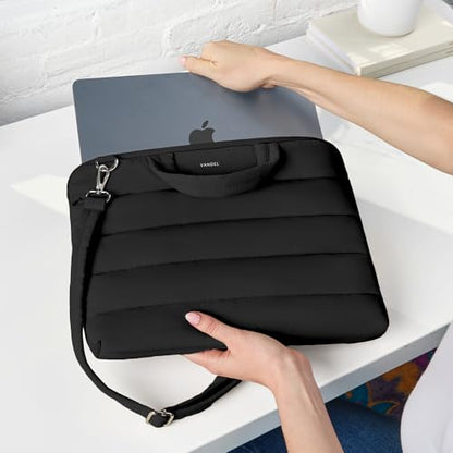 Vandel 15-16 inch Laptop Carrying Case Sleeve w. Strap, Shoulder Bag Handle | Fits Macbook Air 15, Macbook Pro 16 Carrying Case, 16 in Laptop Computer Bag for Women,15.6 in HP, Dell Messenger - color: 4. Black, size: 15-16 Inch