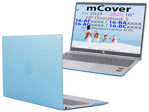 mCover Case ONLY Compatible for 16” 2024+ HP OmniBook 5 16-AF / 16-AG / 16-BAxxxx / 16-BCxxxx and Pavilion 16-AF / 16-AG0000 Series Windows AI Notebook PC (NOT Fitting Other HP Models)- Aqua - color: Aqua