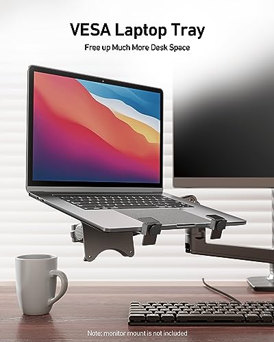 ergounion Laptop Tray for Monitor Arm - VESA Mount 100x100mm, Laptops up to 17.3in & 28.6lbs - Notebook Tray Office Desk Accessories - Black - color: Black