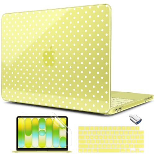MEEgoodo Printed Case for New MacBook Neo 13 Case inch 2026 Release Model A3404, Laptop Hard Shell with Keyboard Cover & Screen Protector & USB-C Adapter, Citrus & White Polka Dots - color: Citrus & White Polka Dots