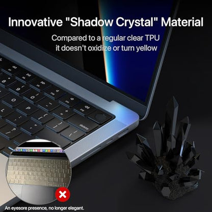 Soonjet Ultra Thin Keyboard Cover for MacBook Pro 14 16 & MacBook Air 13 15 | Premium TPU Protector for MacBook Pro 14/16 M1-M5 Pro/Max and MacBook Air 13/15 M2-M5, Touch ID Cutout, US ANSI Layout - color: Smokey(Surround Touch ID)