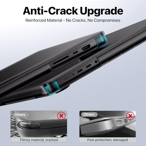 Soonjet Matte Case for MacBook Pro 14 inch M5 M4 M3 M2 M1 2026-2021 Laptop | Anti Cracking, Color Match, Space Black Clear, Protective Hard Shell Cover, Fingerprint & Scratch Resistant, Ultra Thin Fit - color: Frosted Space Black