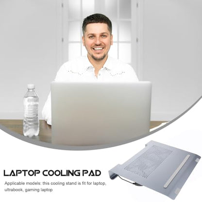 Aluminum Alloy Laptop Cooling Pad with RGB LED Fan, Ventilated Support Stand for Gaming Laptops, USB Powered Cooler Suitable for Portable Use, Gray