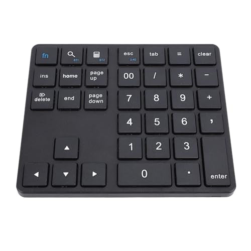 Tangxi Bluetooth Number Pad, 2.4G Wire Less Numeric Keypad with Receiver, 35 Keys Financial Accounting Number Keyboard, Rechargeable Slim Numeric Pad for Laptop, PC, Smartphone (Black) - color: Black