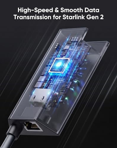 Kuulaa for Starlink Gen 2 Ethernet Adapter, 1000Mbps Gigabit RJ45 High Speed Wired Network Connector, Stable Fast External Ethernet Connection for Starlink Standard Actuated Dish and Router