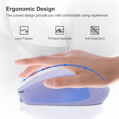 Rechargeable Wireless Mouse, Bluetooth for Laptop/iPad/MacBook Pro/Air, Silent for PC/Surface Pro/Lenovo/Samsung Table, Portable Slim Computer Mouse (Purple) - color: Purple