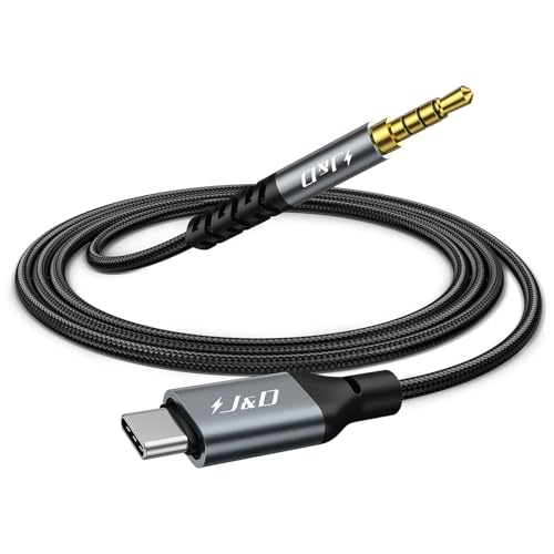 J&D USB C to 3.5mm Adapter, Aux Cord for Car Type C to 3.5mm Audio Jack Cable, TRRS Headphone Stereo Adapter Mic Compatible with iPhone 15/16/17 Series and Galaxy S24/S25 Series, 3.3 Feet - size: 3.3 Feet