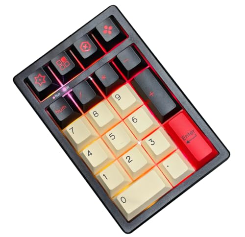 BOYI TD21 Hot Swap Numpad,21 Keys Mini Numpad Portable Keypad Bluetooth5.0/2.4G/Wired Number Pad Keyboard PBT Keycaps RGB Backlit Type-C Mini Keyboard (Single Red Cherry Keycaps) - color: Single Red Cherry Keycaps