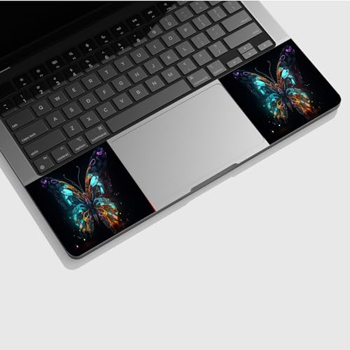 Universal Laptop Skin Sticker with 2 Wrist Pad Skins, Waterproof Scratch Resistant Vinyl Laptop Cover Decal, Cut to Fit for 11–15.6 Inch MacBook HP Dell Lenovo, Art Color Butterfly - color: Art Color Butterfly
