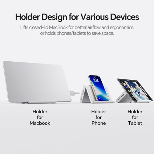USB C Docking Station Dual Monitor for MacBook Pro/Air, 11-in-1 MacBook Docking Station with Stand, 2X 4K@60Hz HDMI, 100W PD, Ethernet, SD/TF, 10Gbps USB A/C for M5/M4/M3 Pro/Max - Silver - color: Silver