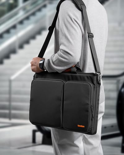 tomtoc 360 Protective Laptop Shoulder Bag compatible with The New Razer Blade Pro 17, HP Envy Laptop 17 Inch, Dell Inspiron 17 3000, ASUS ROG Zephyrus S 17.3 Inch, Notebook Bag with Accessory Pocket - color: Black, size: 17-17.3 Inch