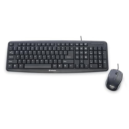 Verbatim Slimline Wired Keyboard and Mouse Combo USB Plug-and-Play Numeric Keypad Adjustable Tilt Legs Optical Corded Mouse Full-Size Computer Keyboard Compatible with PC, Laptop - FFP Packaging Black - style: Wired Keyboard & Mouse
