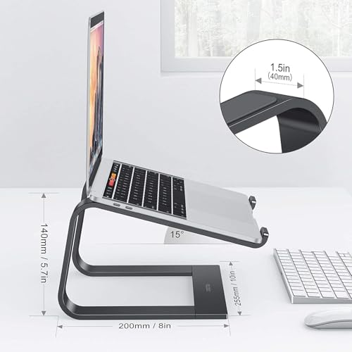 OMOTON Laptop Stand, Detachable Mount for MacBook Air/Pro Dell HP Black | 11-17" Laptop Holder for Desk, Notebook Computer Mount, Lightweight Cooling for Desk, Ergonomic Home Office - color: Black