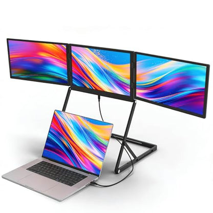 15.6'' Laptop Screen Extender Portable Triple Monitor | 1920x1080 IPS 3-Screen Foldable Display, Quad Screen View Workstation for 13.6"-17" Laptops,USB-C & Mini H/D Interface - size: 15.6 Inch