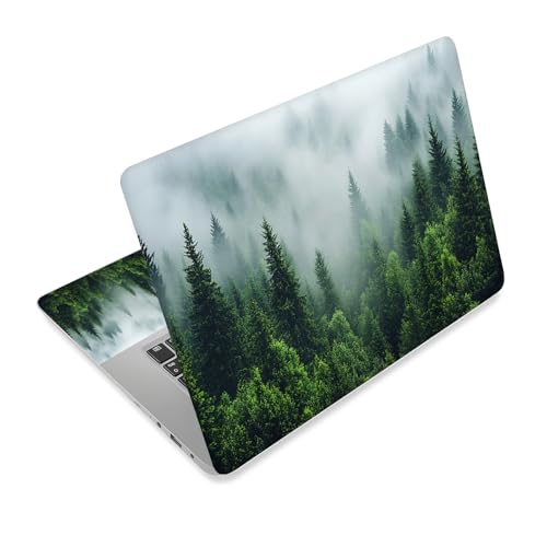Universal Laptop Skin Sticker Decal,15.6 Inch Laptop Vinyl Cover for 13" 14" 15.6" Laptop,Waterproof Scratch-Resistant Protector Wrap,Reusable with Wrist Pads,Misty Green Forest - color: Misty Green Forest
