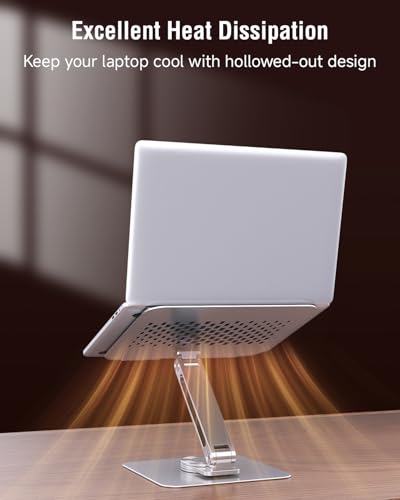 Laptop Stand for Desk, Aluminum Alloy Ergonomic Laptop Riser 360 Rotation Base, Portable Adjustable Laptop Stand for Office Home Fits MacBook Air Pro, Dell, HP (10"-17.3'') - Silver