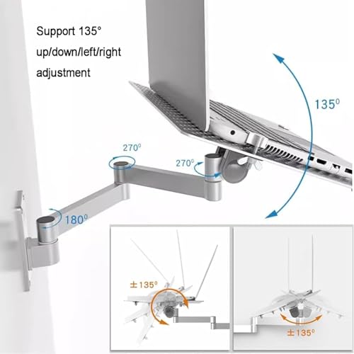 Adjustable Laptop Holder w/Mouse Tray,Full Motion Articulating Notebook Mount for Enhanced Heat Dissipation,Up to 8KG,for Office