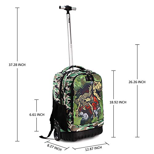 Tilami Rolling Backpack 19 inch with Lunch Bag Wheeled Laptop Backpack, Dinosaur Camouflage - color: Dinosaur Camouflage