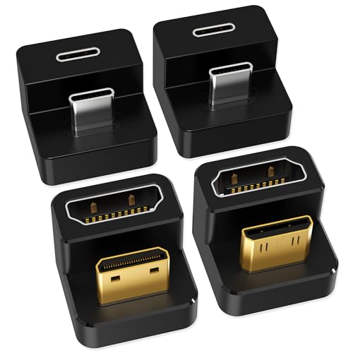 AGVEE 180 Degree USB-C to C Adapter & U-Shaped Mini HDMI to HDMI Converter | Angled HDMI 2.0 4k@60HZ Coupler Extender Extension Adaptor Accessories for Portable Display Monitor - size: 2 Pack 2 Direction