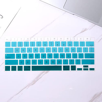 Batianda Ultra Thin Ombre Color Keyboard Cover for New MacBook Air 13 Inch 2020 2021 M1 Chip A2337 (with Touch ID & Retina Display) Waterproof Durable Laptop Protector Silicone Skin, White to Green - color: White to Green