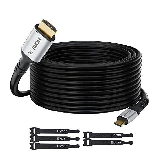 Elecan USB C to HDMI Cable 50 Ft, 4K@60Hz HDR, Double Chips Gold-Plated High-Speed USB 3.1 Type-C to HDMI 2.0 Cord Thunderbolt 3/4 Compatible Galaxy MacBook Pro/Air iPad Pro Surface Dell HP + 5 Ties - size: 50FT