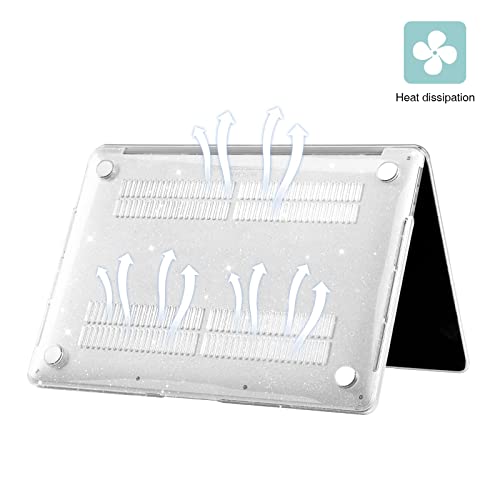 EooCoo Case for MacBook Air 13 inch M1 2020-2018, Sparkly Clear | Crystal Hard Shell Scratch Resistant Protective Cover, Lightweight, Ultra Thin and Transparent, Easy Snap-On - color: Sparkly Clear, size: Air 13.3-inch