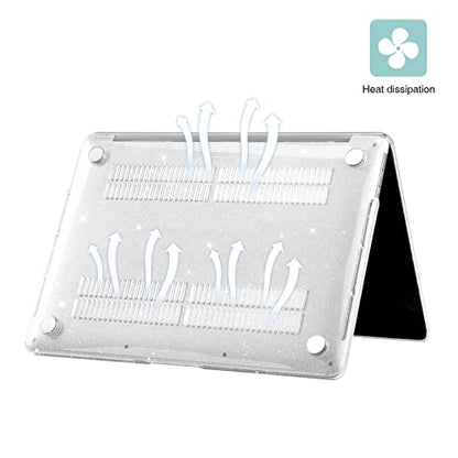EooCoo Case for MacBook Air 13 inch M1 2020-2018, Sparkly Clear | Crystal Hard Shell Scratch Resistant Protective Cover, Lightweight, Ultra Thin and Transparent, Easy Snap-On - color: Sparkly Clear, size: Air 13.3-inch