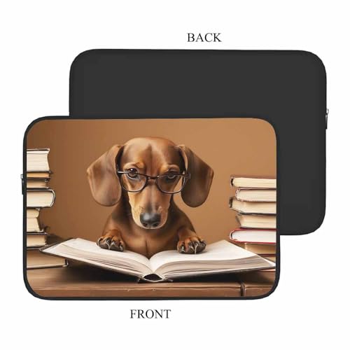 Laptop Sleeve Bag 15.4 15.6 Inch,Dachshund Professor Reading A Book Funny Dog Animal Protective Polyester Computer Cases Laptop Cover Briefcase Bag Tablet Travel Cover - color: LPS-030