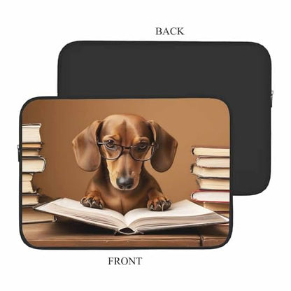 Laptop Sleeve Bag 15.4 15.6 Inch,Dachshund Professor Reading A Book Funny Dog Animal Protective Polyester Computer Cases Laptop Cover Briefcase Bag Tablet Travel Cover - color: LPS-030