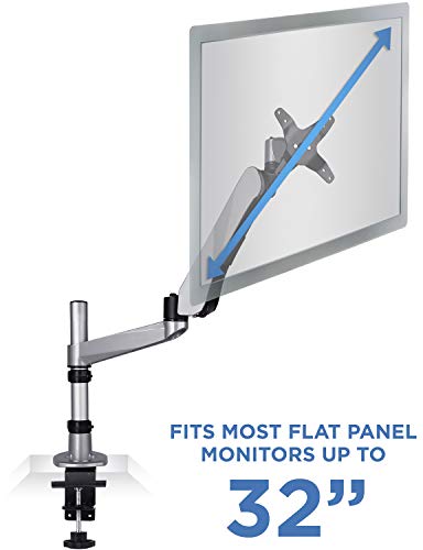 Mount-It! Premium Modular Monitor Desk Mount Arm Stand | Full Motion Gas Spring Arm Fits 19 21.5 24 27 32 Inch Computer Screens with 75 100 VESA Patterns | C-Clamp and Grommet Bases | 17.6 Pound Limit
