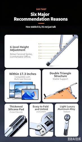 Transformer Multi-Function Aluminum Alloy Stand, Laptop Stand, Portable, Anti-Slip, Adjustable