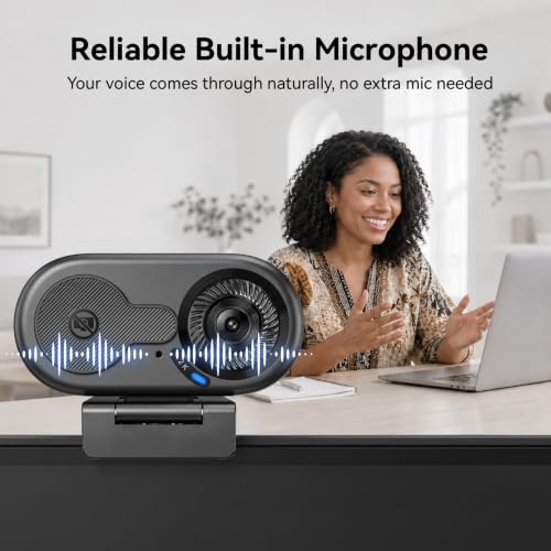 EMEET C100 2K Webcam for PC, Built-in Mic, Rotating Privacy Cover, Portable Metal Clip, Computer Camera for Home Office, Meetings, Learning, Streaming, External Webcam for Desktop, Laptop, PC USB-A - style: Crisp 2K w/ Portable Metal Clip