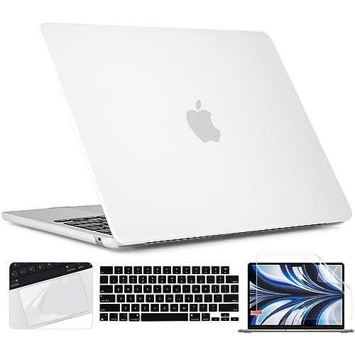 TWOLSKOO Compatible with MacBook Air 13 inch Case M5 2026 M4 2025 M3 M2 2024-2022 A3449 A3240 A3113 A2681, Plastic Hard Shell & Keyboard Cover & Screen Film for MacBook Air 13.6 inch, Clear - color: Frosted Clear
