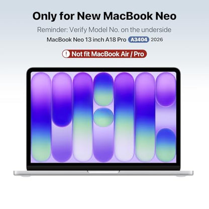 for MacBook Neo Case 13 inch 2026 | Scratch & Fingerprint Resistant 100% Match Official Color | Matte Hard Shell Clear Cover for A3404 - Matte Clear | Scratch & Fingerprint Resistant | Perfect Fit | 100% Match Official Color | Matte Hard Shell Clear Cover