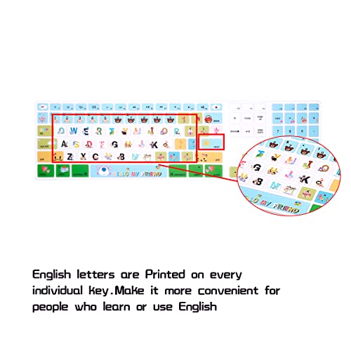 HRH for iMac G6 MB110LL/B and MB110LL/A A1243 Keyboard with Numeric Keypad NumberPad Print with: Cartoon Animal World Design Silicone Keyboard Skin Cover [US Layout] - color: Z1-Cartoonanimal world