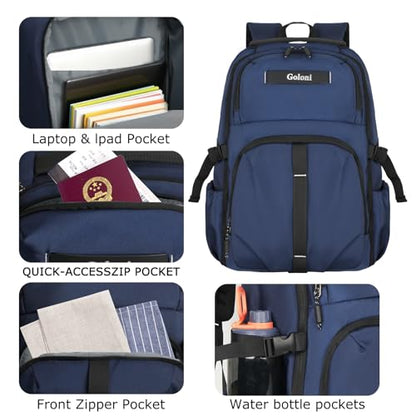 Goloni Airline Approved Travel Backpack 35L - Under Seat Carry On, Water Resistant 15.6 Inch Laptop Compartment for Men Women Work Travel,Blue - color: Blue