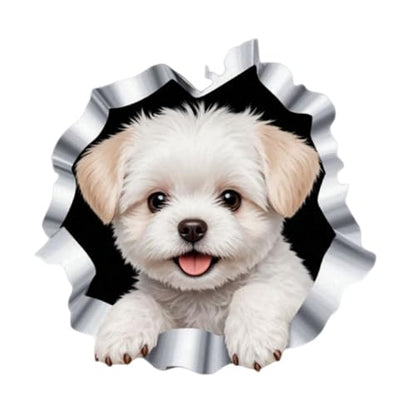 Waterproof Plush Puppy Car Stickers 5.5 Inch – Durable Bumper Stickers & Car Scratch Stickers for Cars, Trucks, Motorcycles Laptops Walls Toilet Lids Helmets Suitcases Cute Decorative Stickers 2 Pack