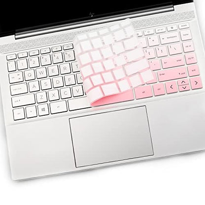2PCS Keyboard Cover Skin for New 14'' HP Pavilion x360 14m-dw/dy 14-dv/ek 14-dw1010wm 14-dv0010wm 14m-dy0113dx 14m-dy1023dx 14-ek0033dx 14-ek0013dx 14t-dy100 14t-dw100 14m-dw1023dx - color: OmbrePink+Clear