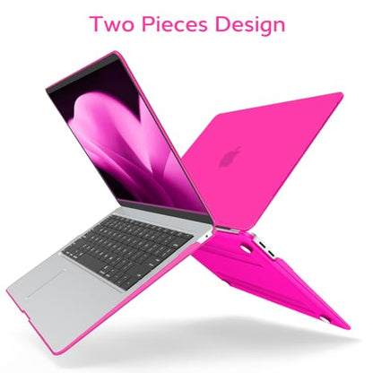 Anban Compatible with MacBook Air 13 inch Case M1 2022 2021 2020 2019 2018 Release A2337 A2179 A1932 Touch ID, Matte Plastic Laptop Hard Shell Case & 2 Keyboard Cover & Screen Protector, Hot Pink - color: Hot Pink
