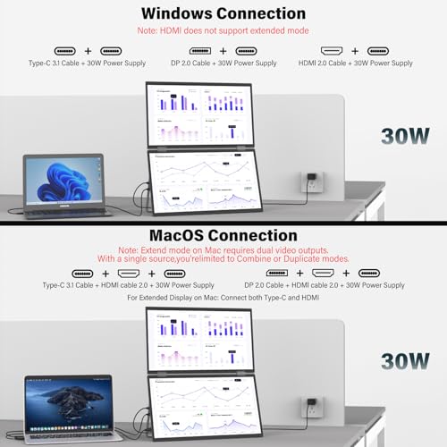 InnoView Portable Dual Monitor 15.6" 3840x2160P 4K 100% sRGB | Owl Eye Vision - Foldable Design with 315° Screen Adjustment, 180° Stand | DP/USB-C/HDMI, Dual Screen Extender for Laptop, Mac, Windows - size: 15.6 in