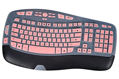 Keyboard Cover for Logitech K350 MK550 MK570 Wireless Wave Keyboard Cover Skin Protector, Logitech K350 MK550 MK570 Accessories, Pink - color: Pink