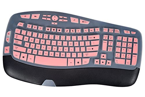 Keyboard Cover for Logitech K350 MK550 MK570 Wireless Wave Keyboard Cover Skin Protector, Logitech K350 MK550 MK570 Accessories, Pink - color: Pink